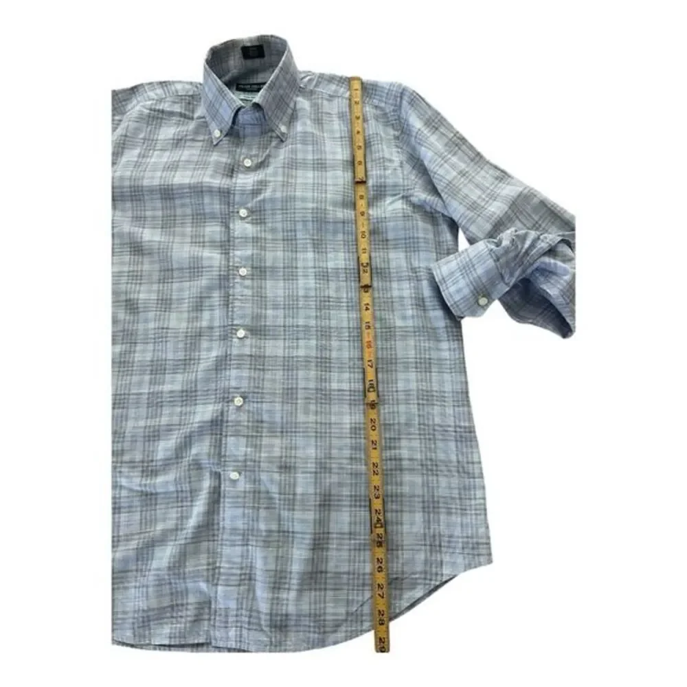 Peter Millar Shirt Mens Medium Summer Chambray Blue Striped Button Up - Picture 4 of 9